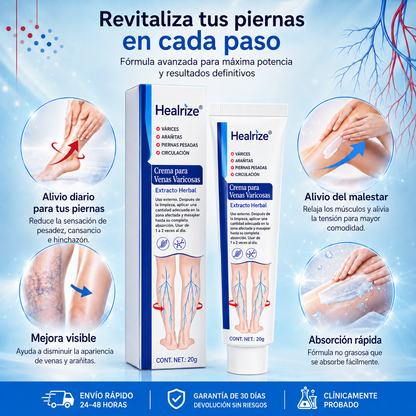 Healrize® Crema para Várices y Circulación – Piernas más ligeras y apariencia visiblemente mejorada