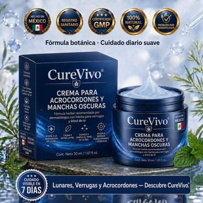 🥑1️⃣ CureVivo® Crema de 7 Días para Acrocordones y Manchas (Fórmula sin dolor · Sin cicatrices)