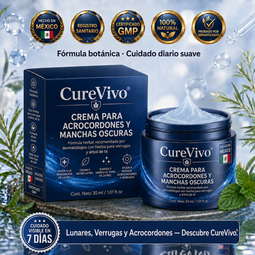 🥑1️⃣ CureVivo® Crema de 7 Días para Acrocordones y Manchas (Fórmula sin dolor · Sin cicatrices)