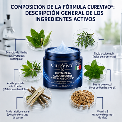 🥑1️⃣ CureVivo® Crema de 7 Días para Acrocordones y Manchas (Fórmula sin dolor · Sin cicatrices)