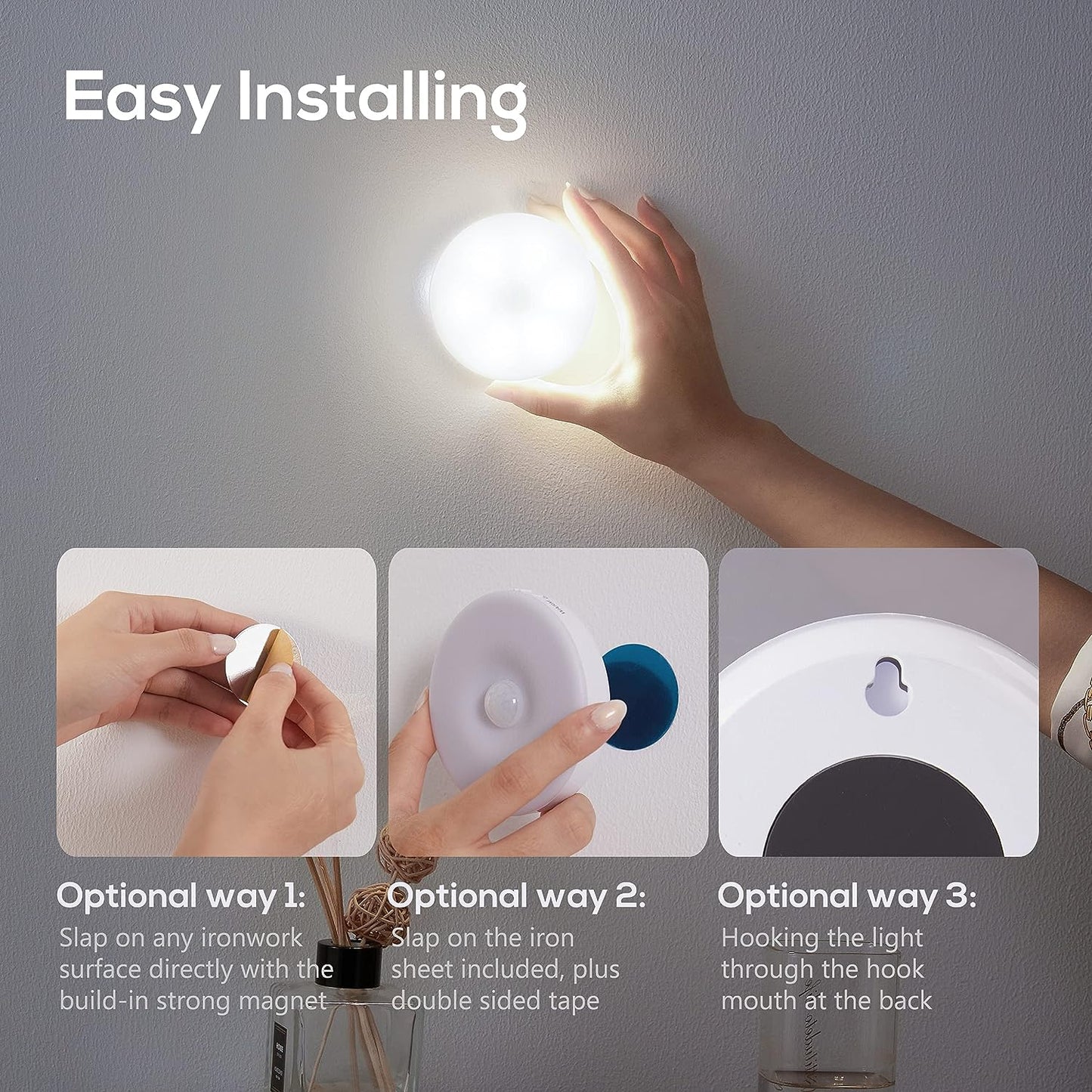 REBYIPO® Motion Sensor Lights【Wireless, motion-activated lighting. Perfect for hallways, closets, stairs. Designed for convenience and safety】
